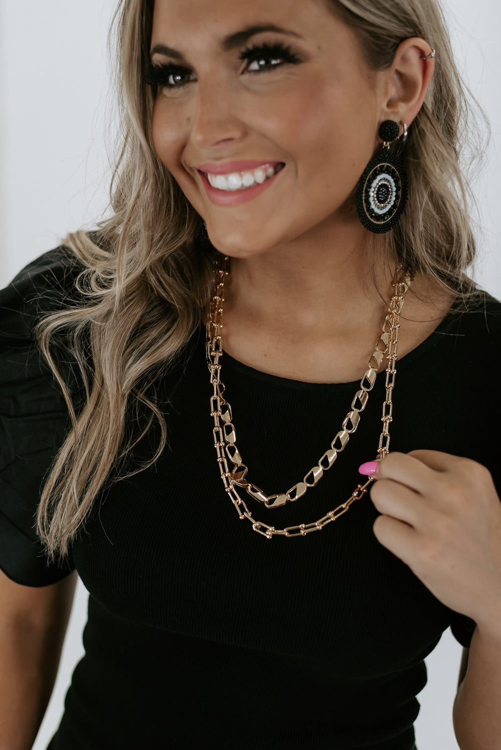 Double Row Statement Necklace , Gold