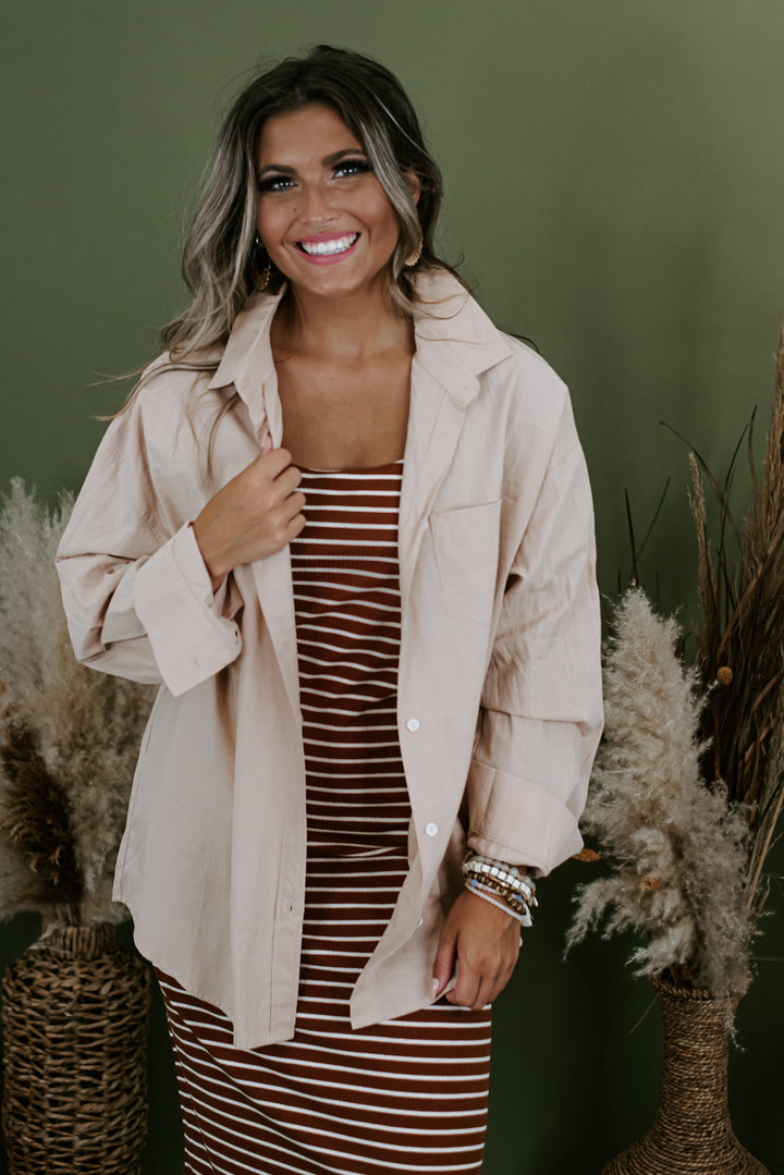 Big Chill Slouchy Button Up, Blush