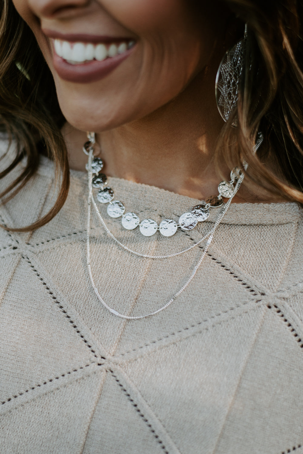 In The Night Layered Necklace , Silver