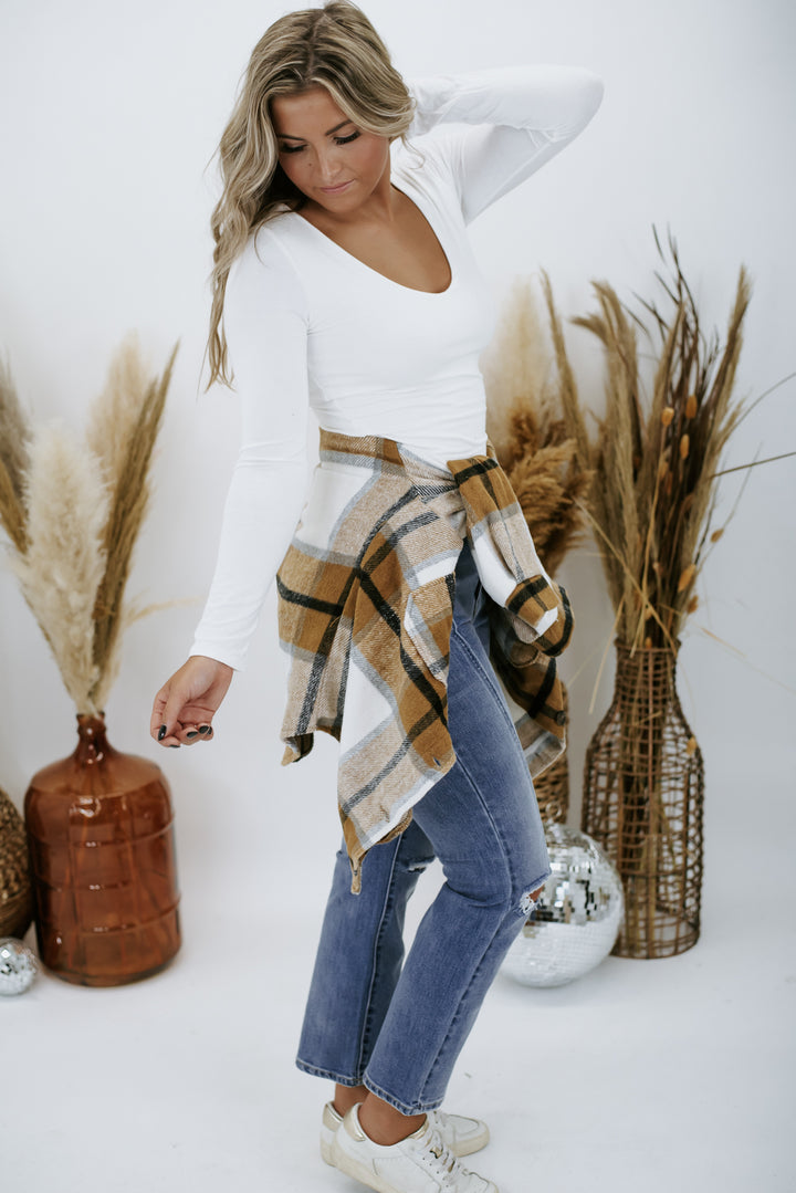 Double Layered Long Sleeve Crop , Ivory