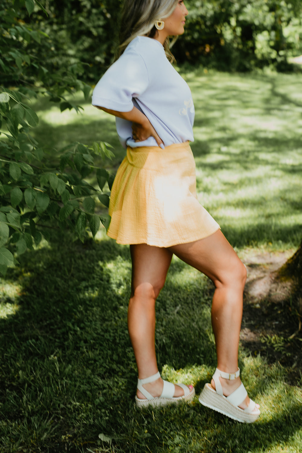 Taking Sides Woven Mini Skirt, Yellow