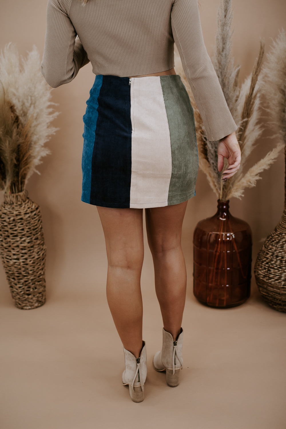 Can't Miss It Corduroy Mini Skirt, Teal/Olive