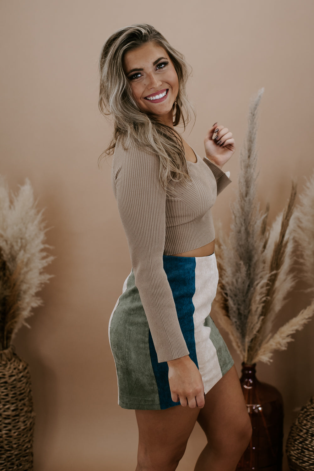 Just The Thing Cropped Long Sleeve, taupe