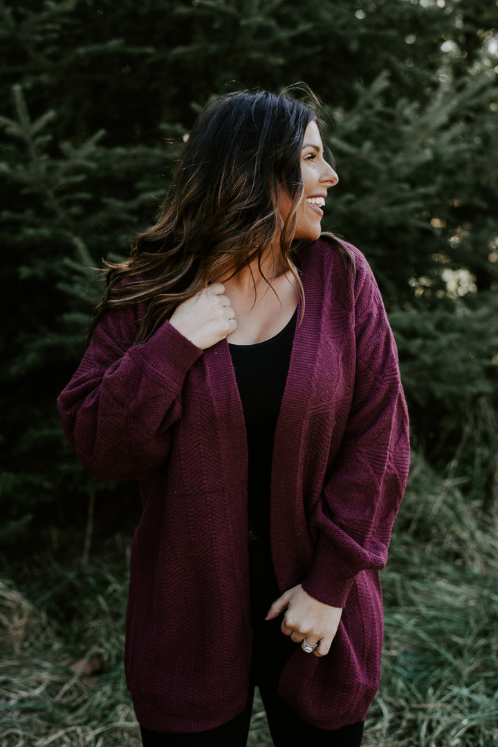 All The Time Knit Cardi, Burgundy