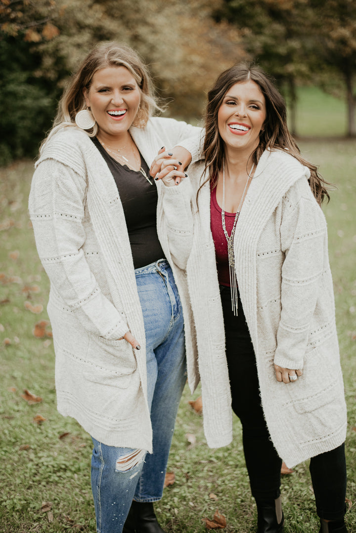 Cozy Up Hooded Cardi , Oatmeal