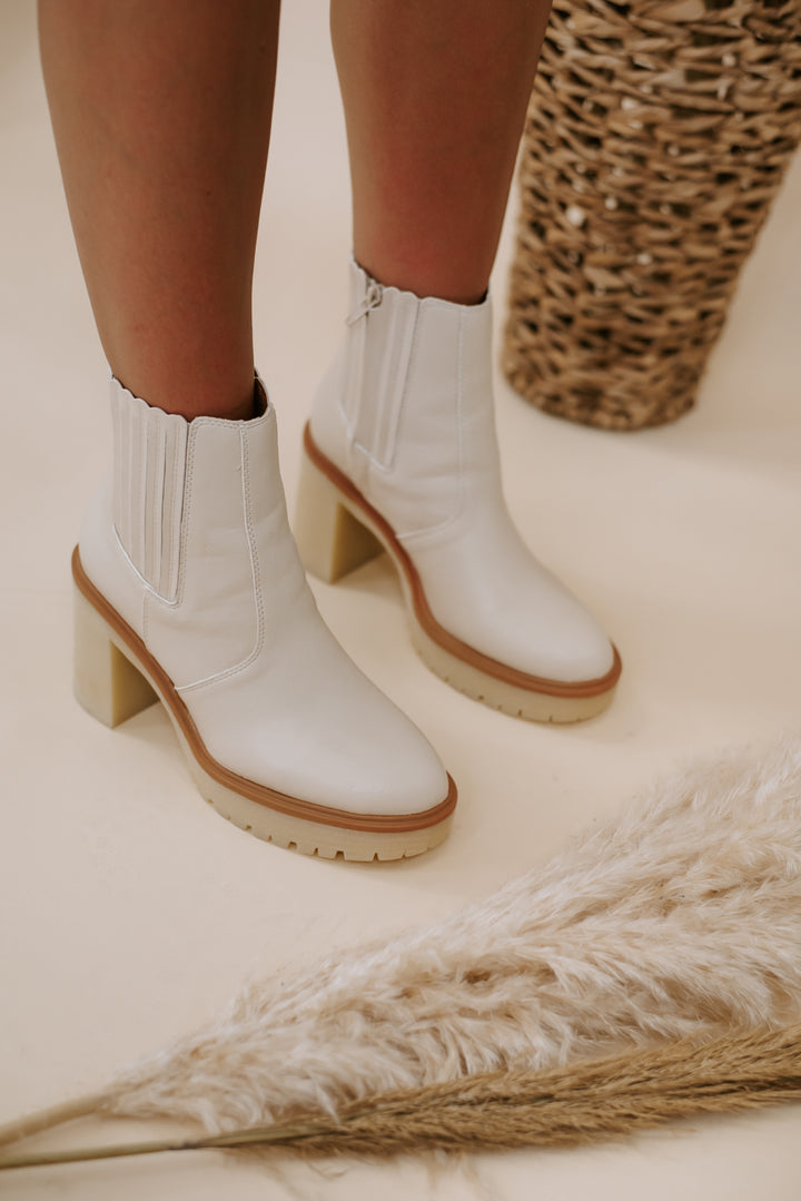 Anastasia Paneled Boot, Cream