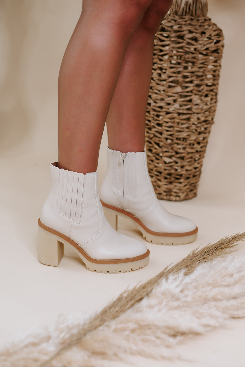 Anastasia Paneled Boot, Cream