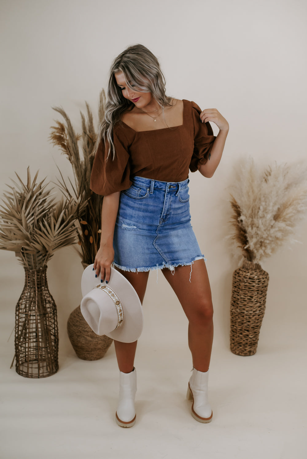 The Latest Corduroy Crop Top, Brown