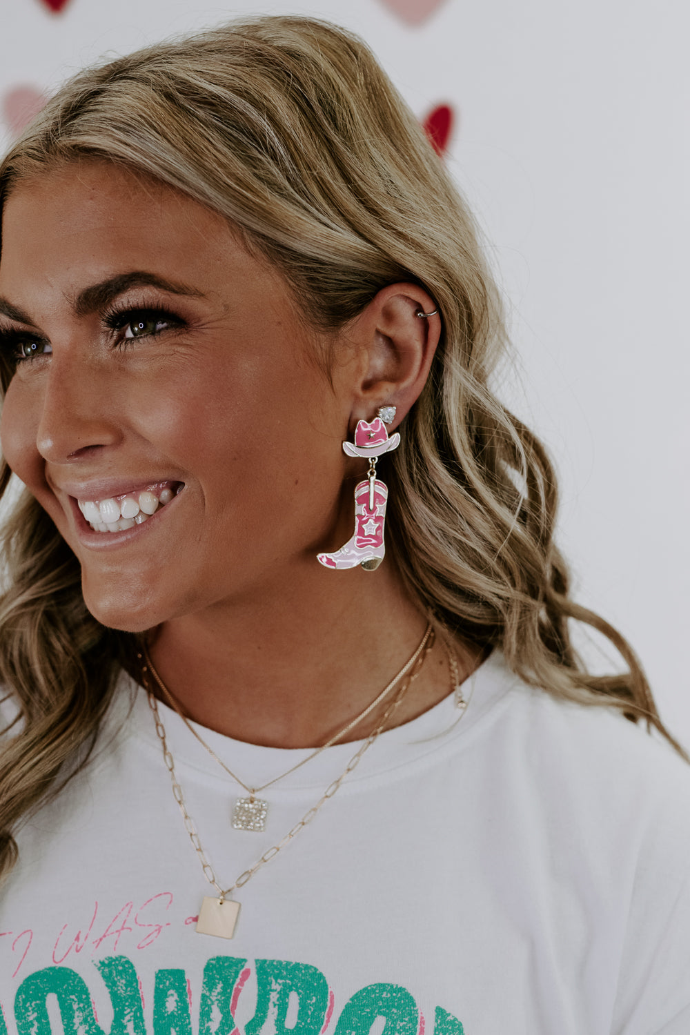 Cowgirl Up Dangle Earring , Pink