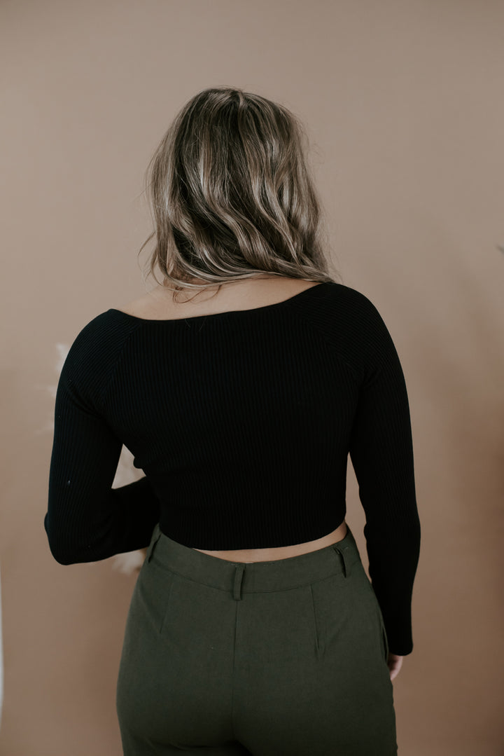 Just The Thing Cropped Long Sleeve, Black