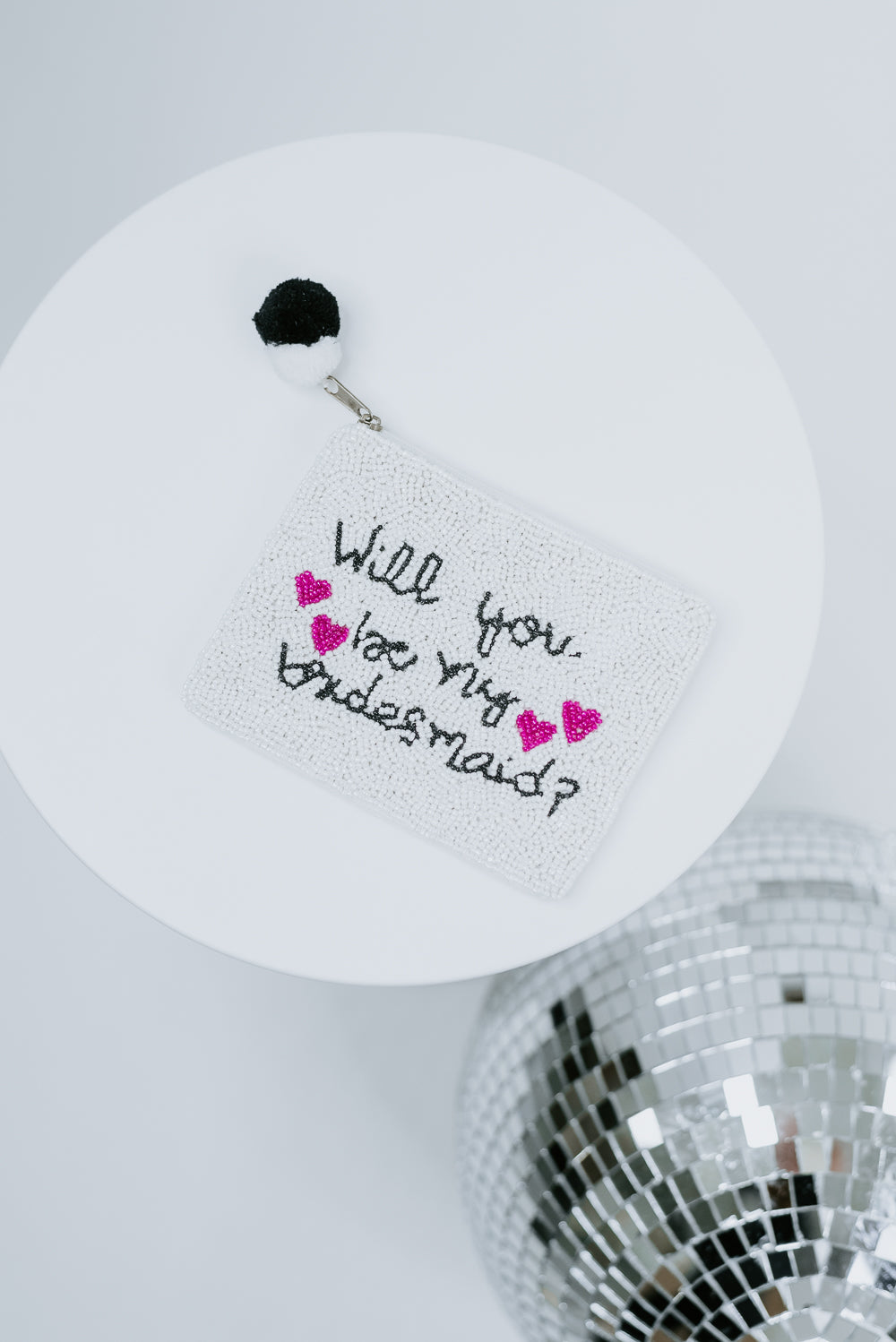 Be My Bridesmaid Beaded Clutch, White