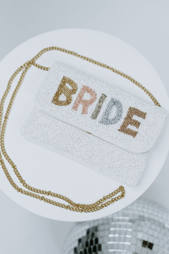 Beaded Bride Bag, White