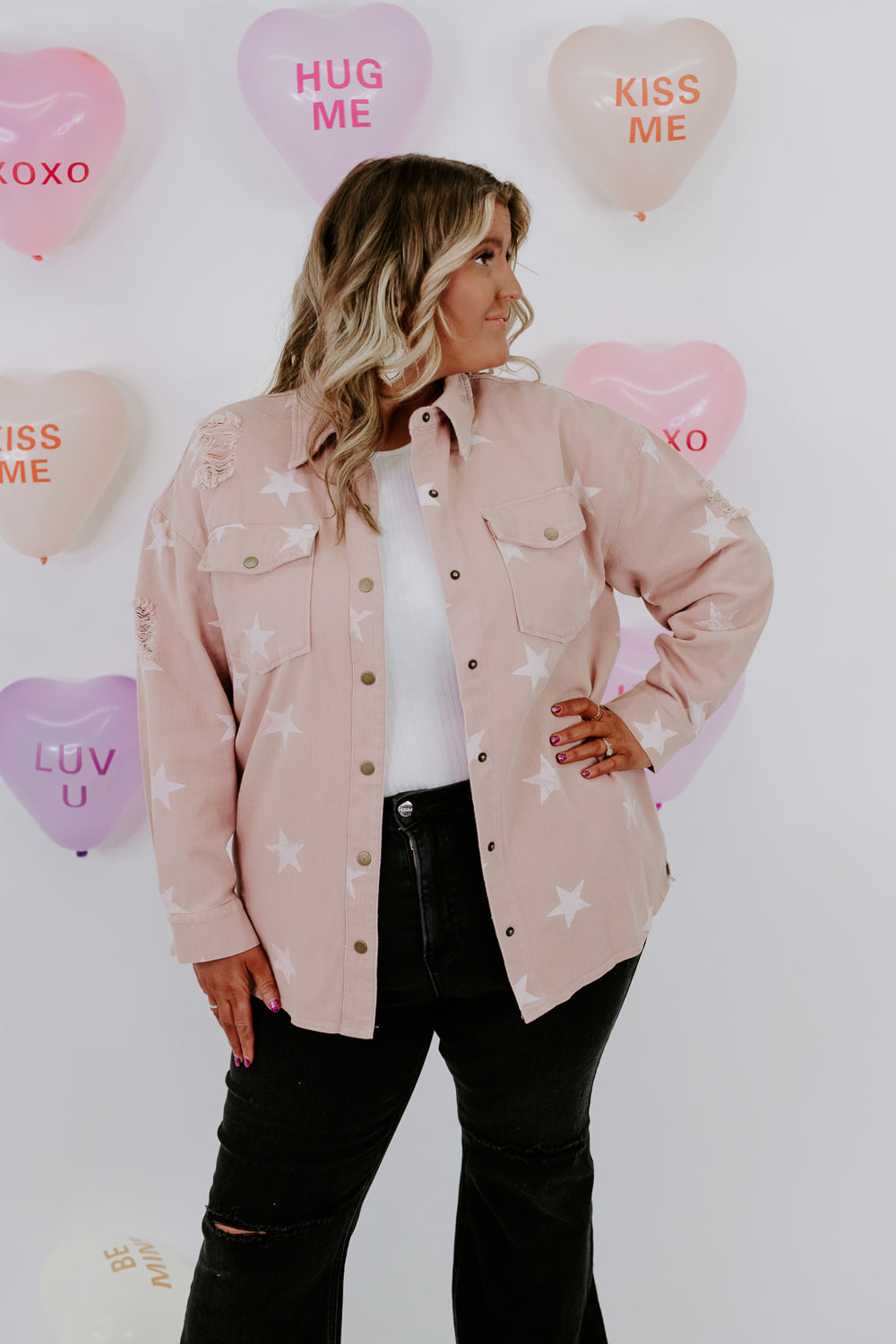 Stand Out Star Printed Jacket, Blush