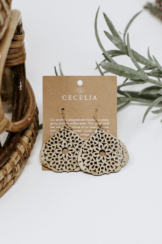 Cecelia Wood Earring, Aspen Leaf
