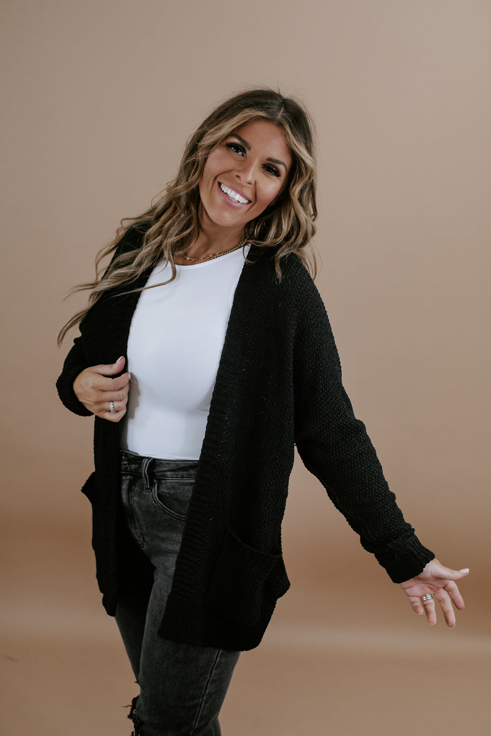 Layer Up Slouchy Cardi , Black