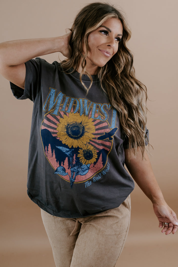 Midwest Sunflower Graphic Tee , Black