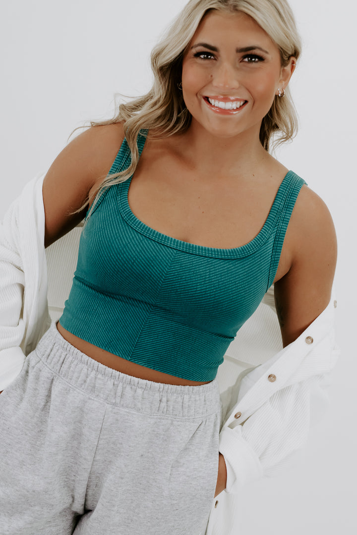 Less Is More Crop Tank, teal