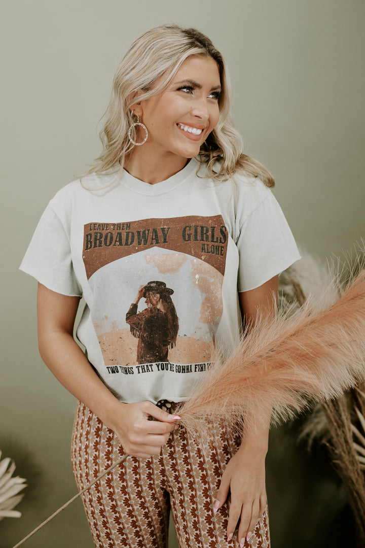 Broadway Girls Cropped Graphic Tee, Olive