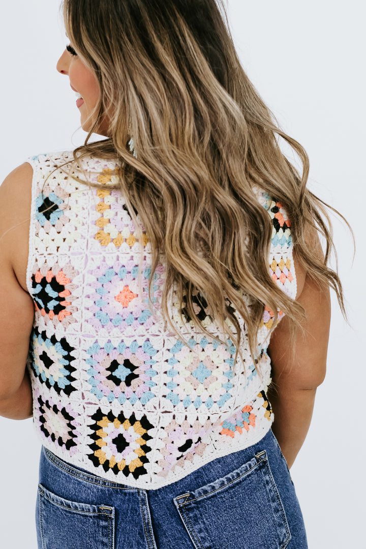 BY TOGETHER : It's A Vibe Crochet Vest, Multi