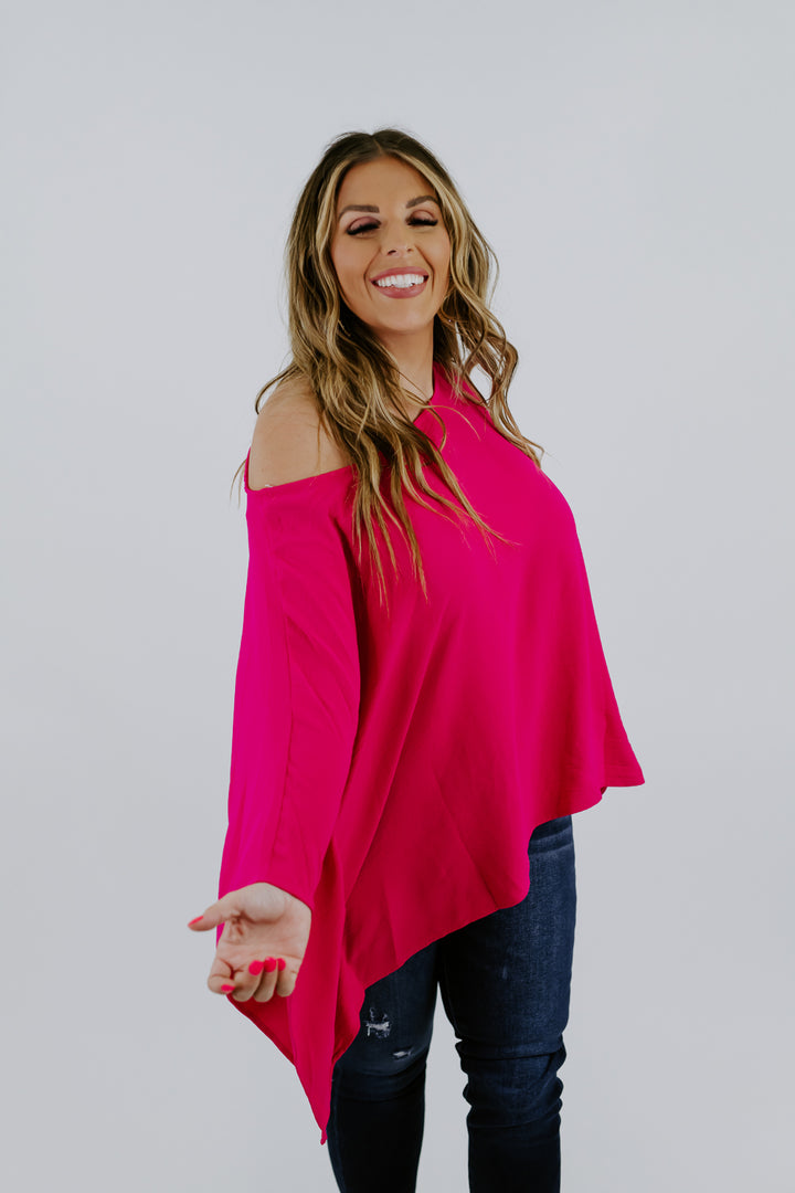 Level Up Dolman Sleeve Top, Hot Pink