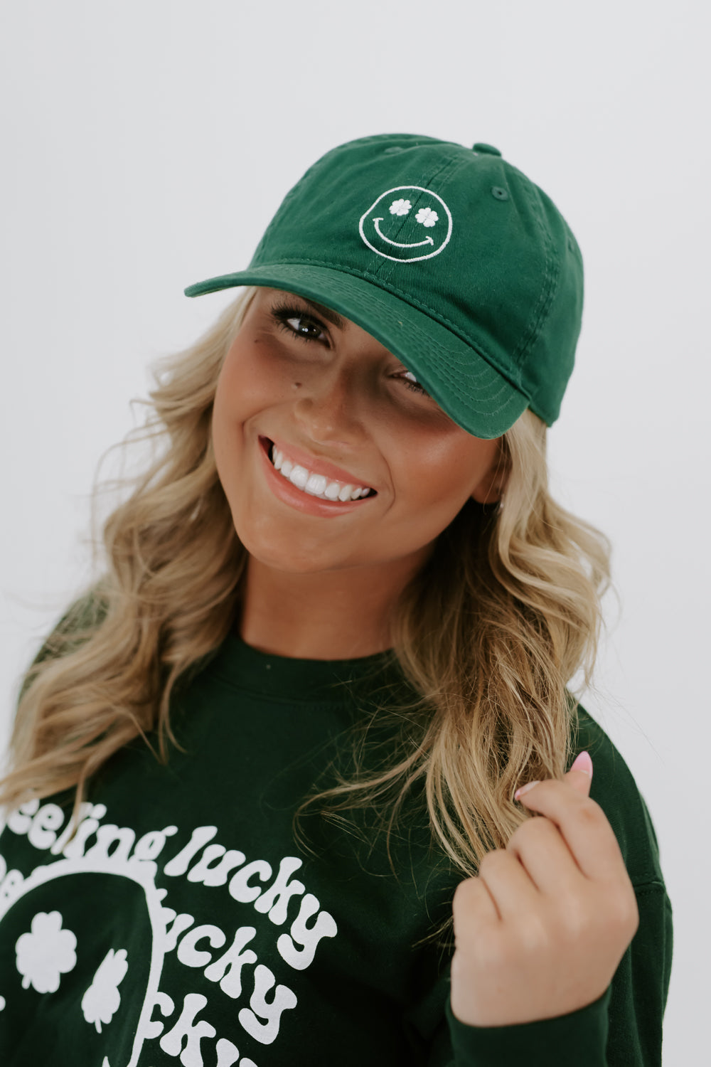 Happy Shamrock Ball Cap, Green
