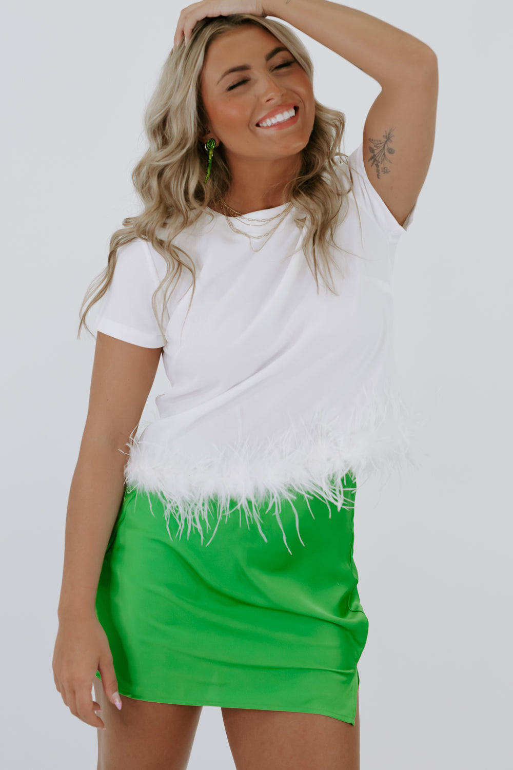 Total Stand Out Feather Top, White