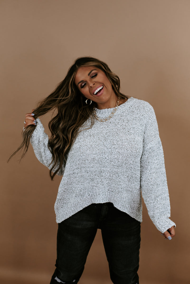Heathered  Cozy Sweater, Grey/Black