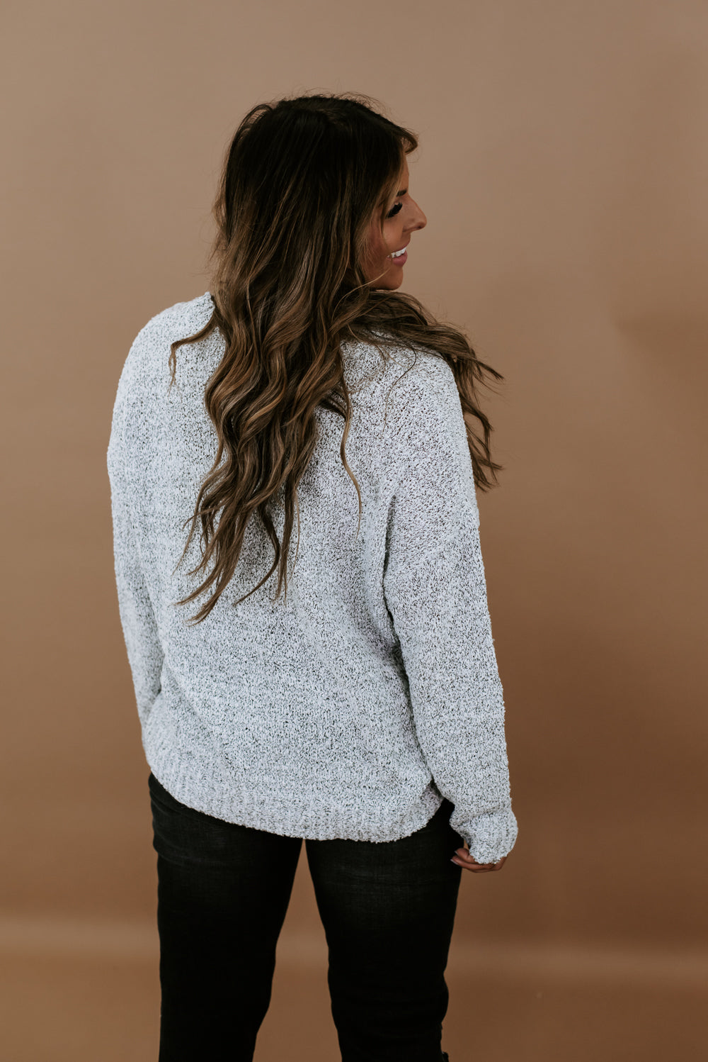 Heathered  Cozy Sweater, Grey/Black