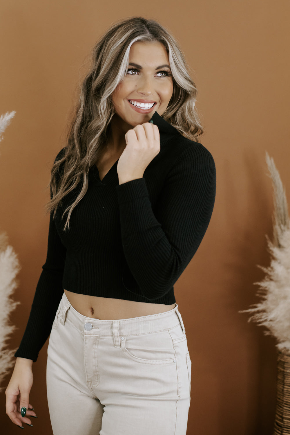Heading Out V Neck Cropped Sweater, Black – Everyday Chic Boutique