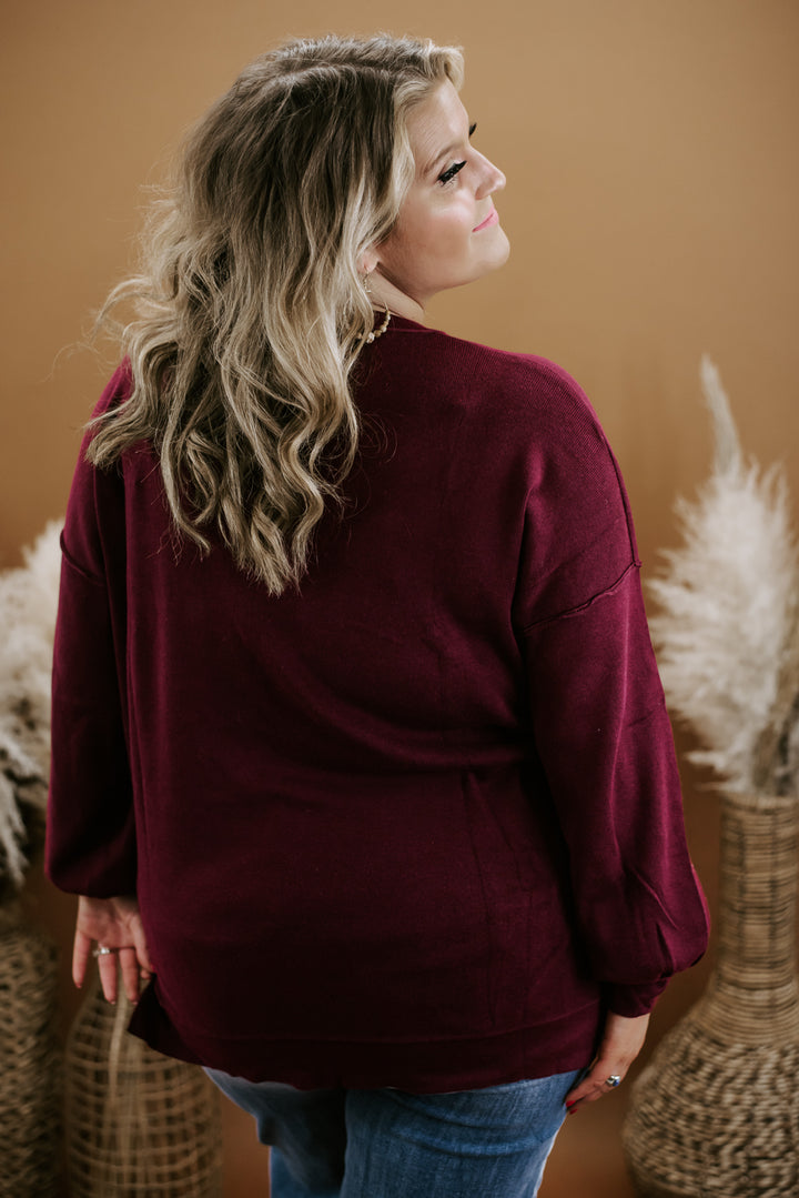 All About You Oversized Knit Sweater , Garnet