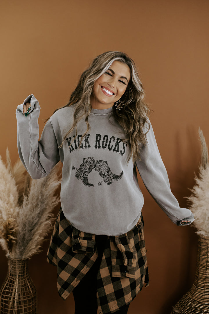 Kick Rocks Crewneck Sweatshirt, Grey