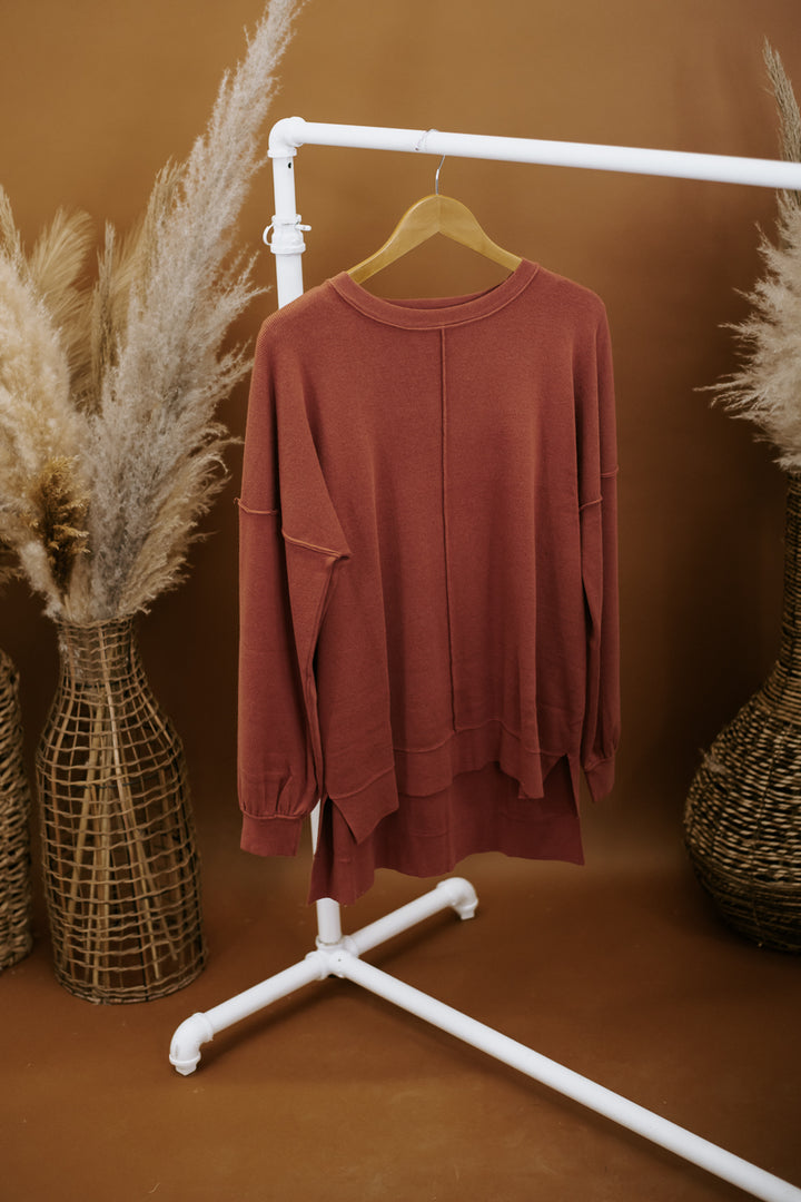 All About You Oversized Knit Sweater , Rust