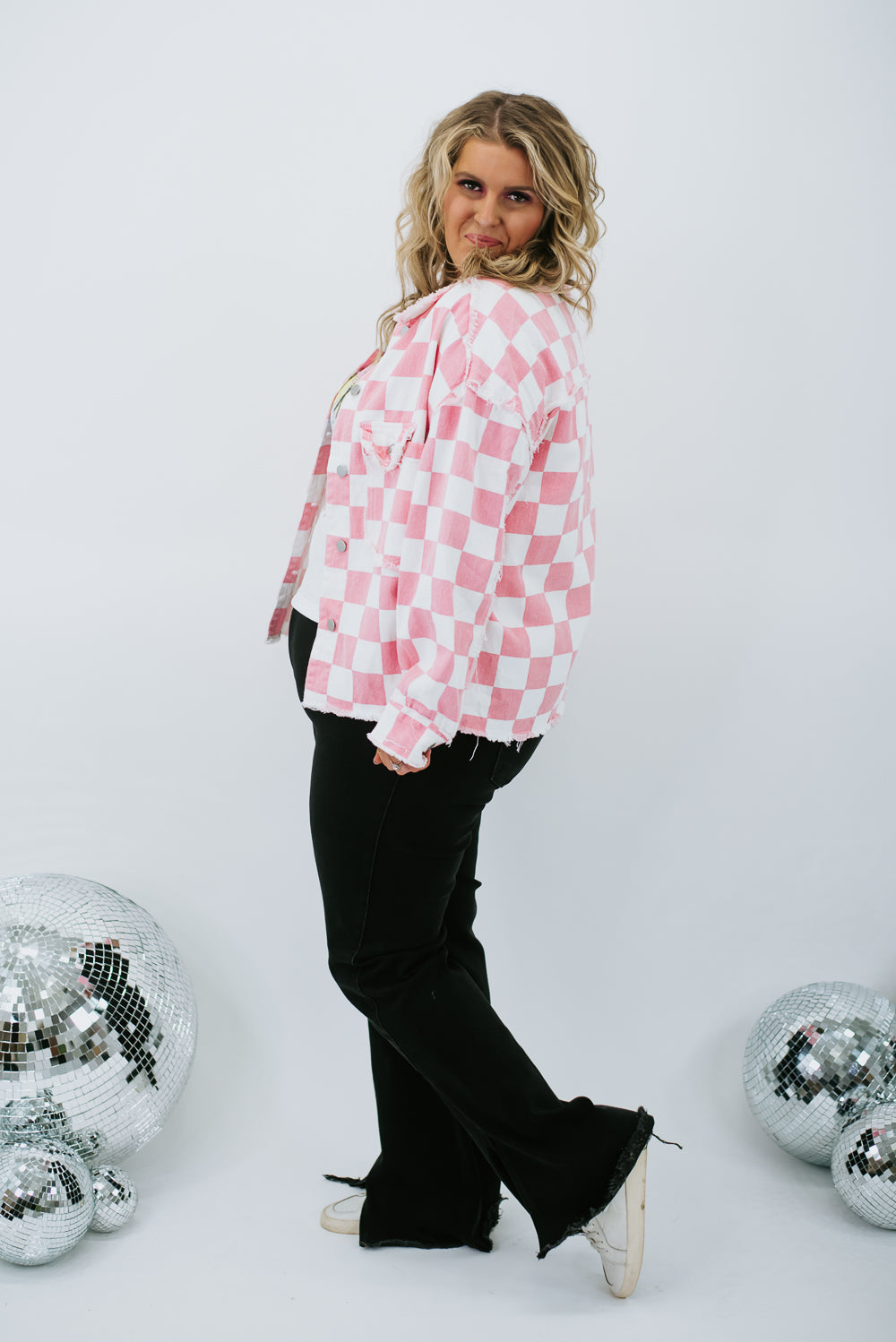 Piece Of Me Checkered Jacket, Pink