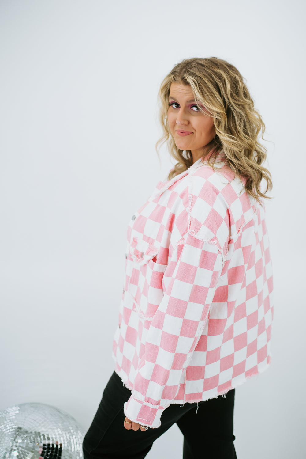 Piece Of Me Checkered Jacket, Pink