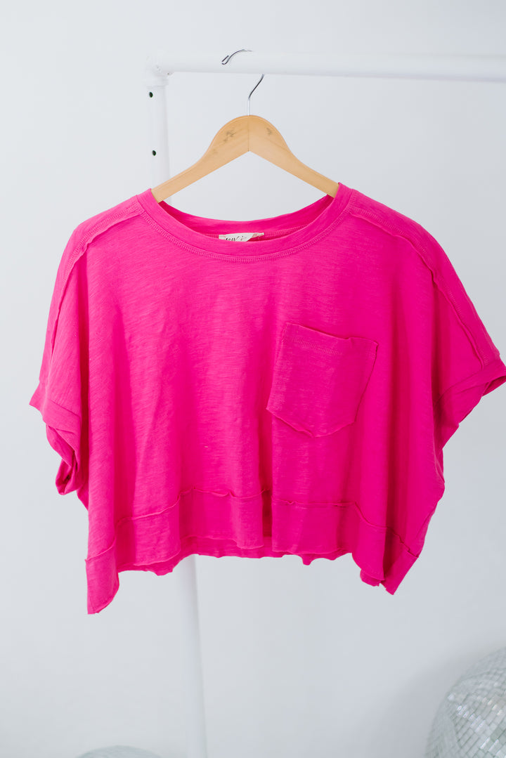 New In Pocket Tee, Hot Pink