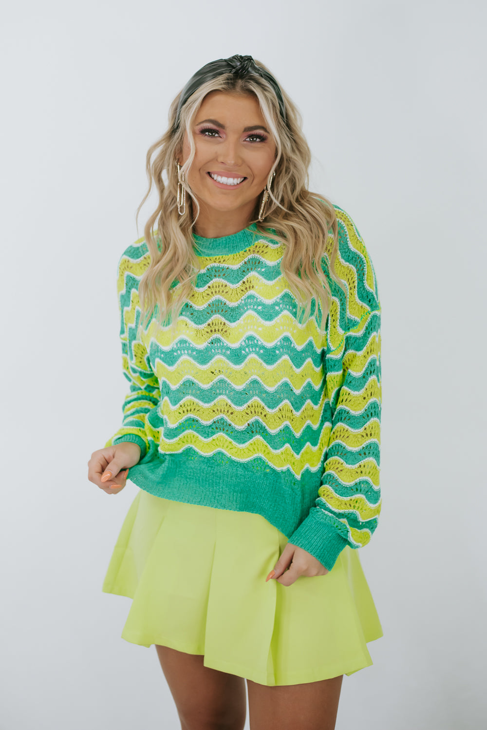 New Mix Sweater, Green Multi – Everyday Chic Boutique