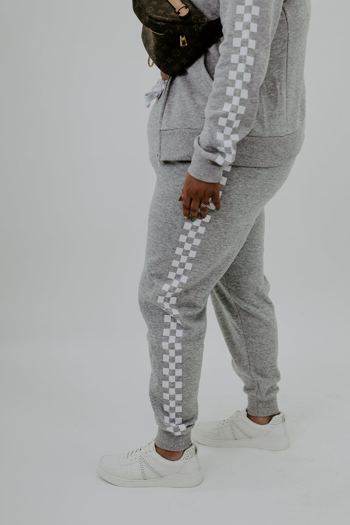 Fast Pace Checkered Jogger, Grey