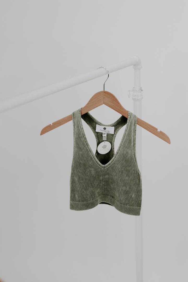 Daily Wear Cropped Tank, Ash Olive