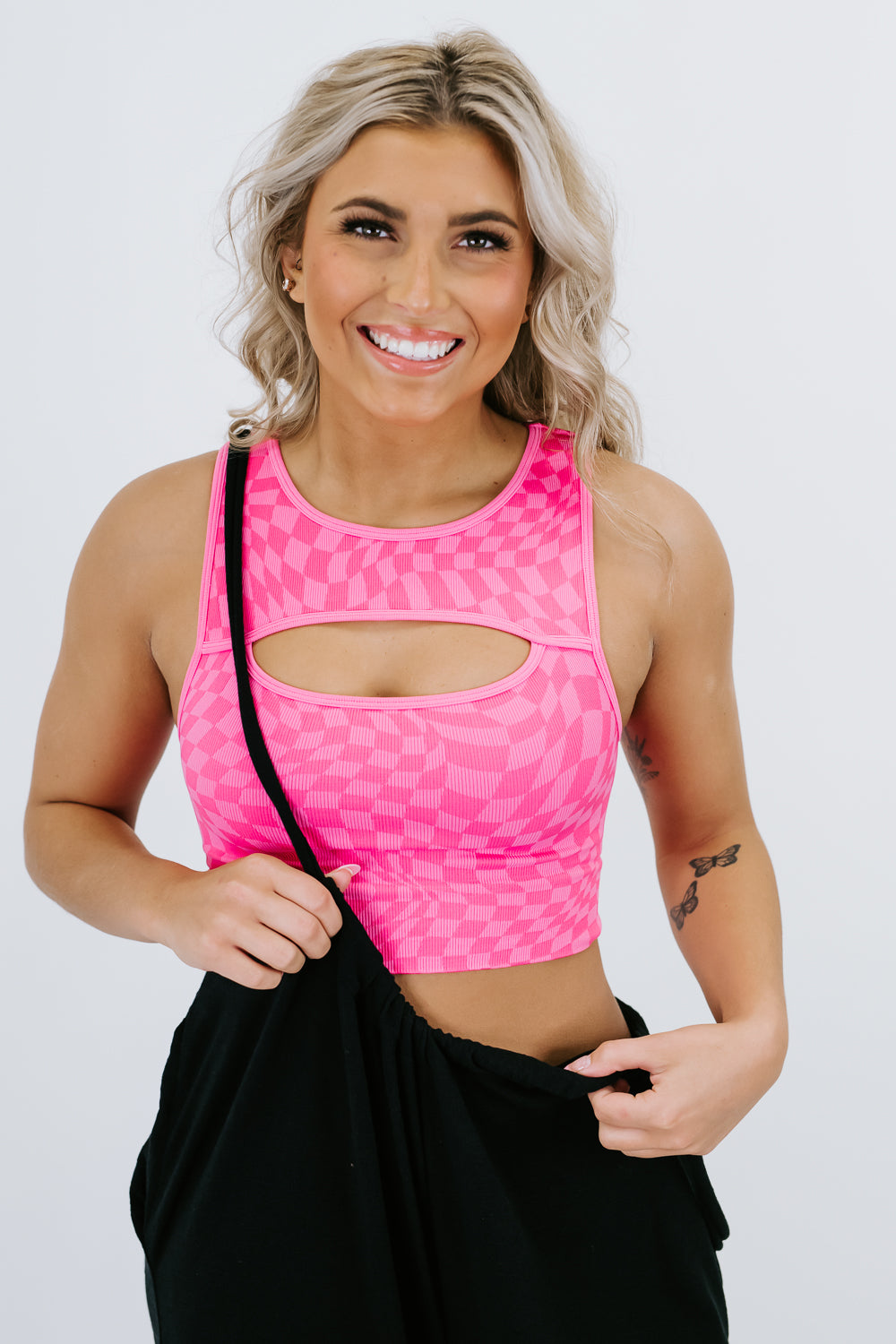 More Vibes Cut Out Tank, Pink